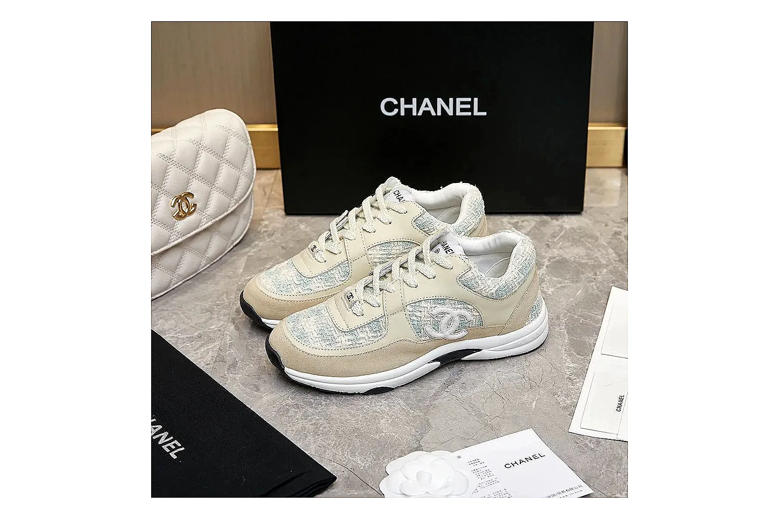 Kako Scout comparison images for Chanel Cream Quilted Runner thumbnail 3