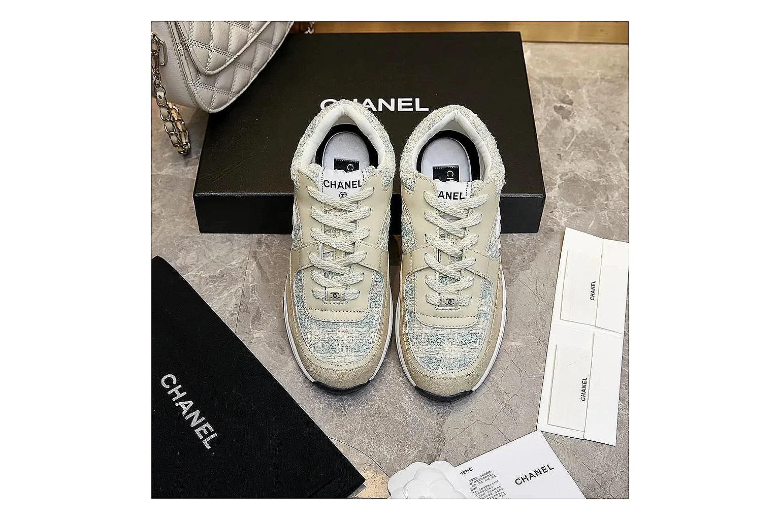 Kako Scout comparison images for Chanel Cream Quilted Runner thumbnail 5