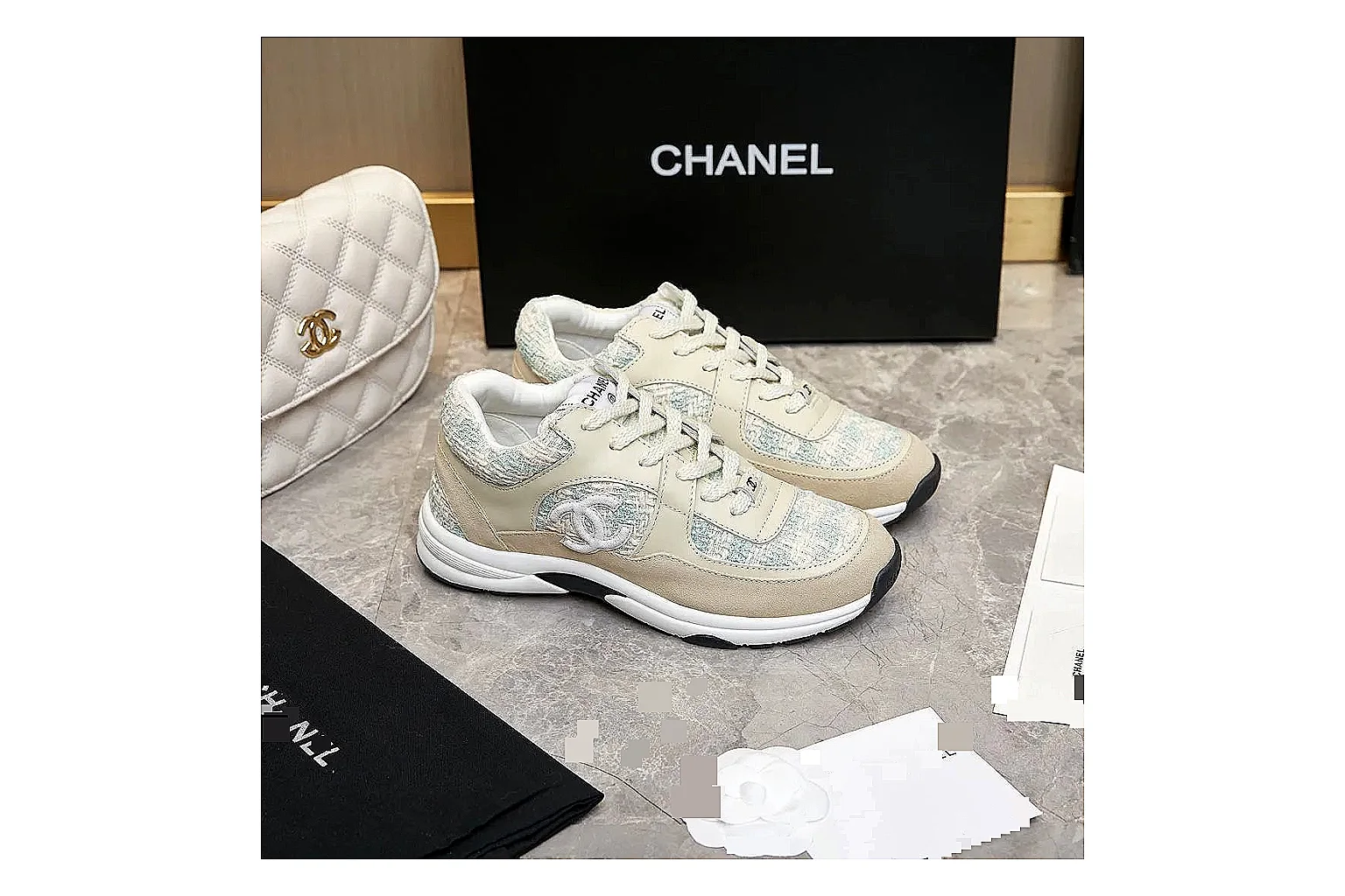 Kako Scout comparison images for Chanel Cream Quilted Runner thumbnail 6
