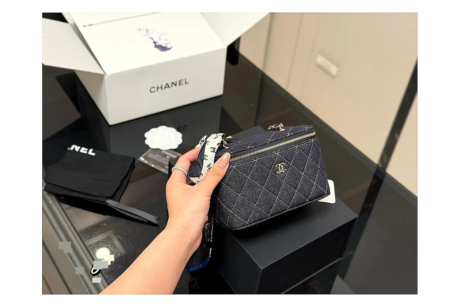 Chanel Quilted Denim Vanity Bag comparison proof image SKU 1194080912