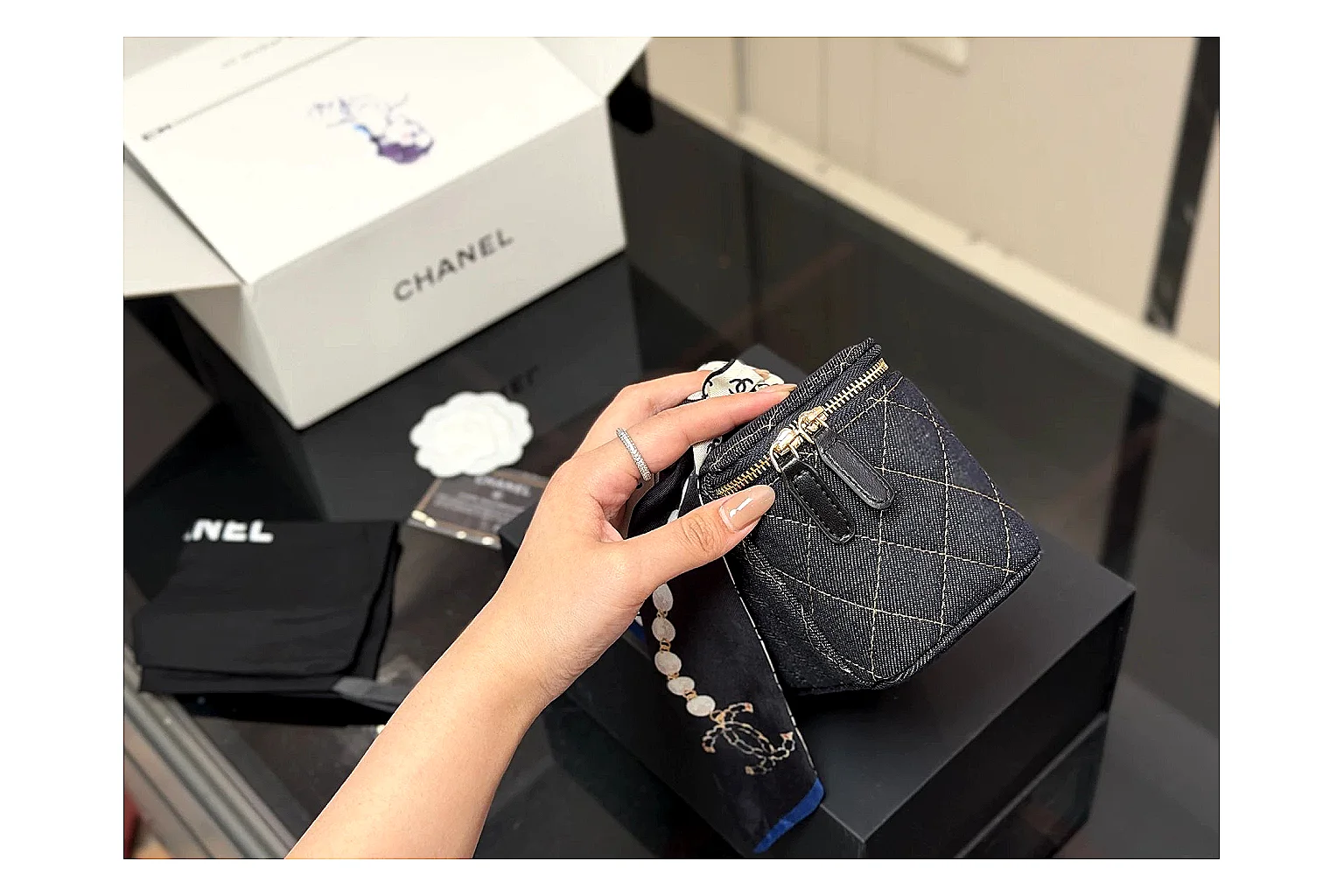 Chanel Quilted Denim Vanity Bag comparison proof image SKU 1194080912 thumbnail 3
