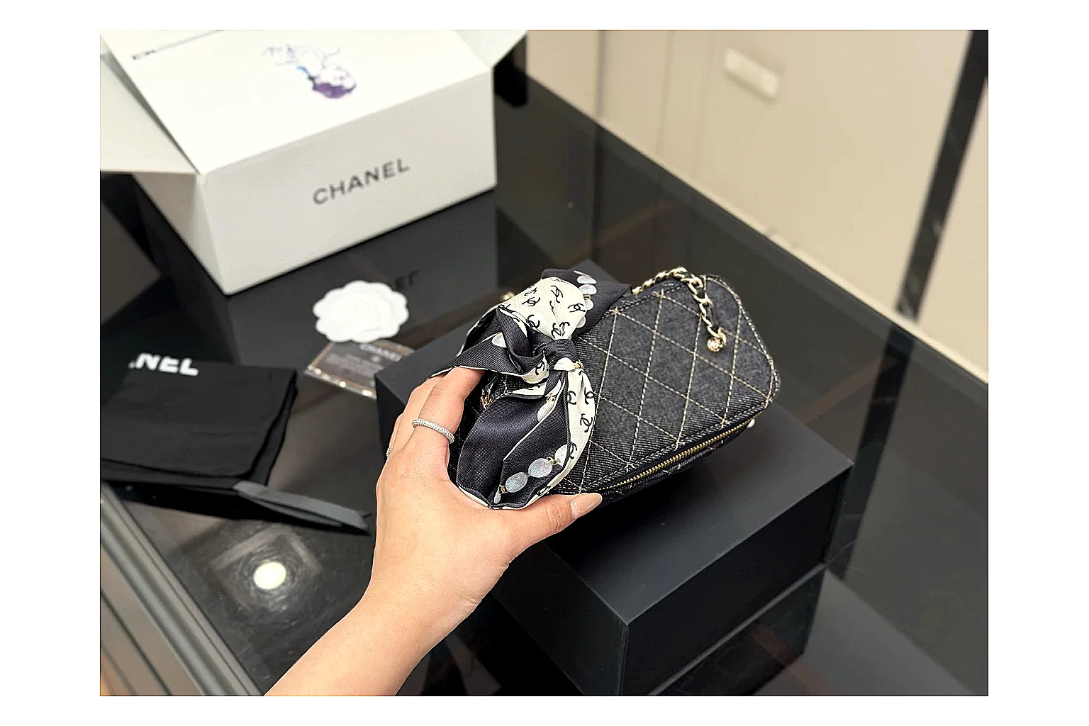 Chanel Quilted Denim Vanity Bag comparison proof image SKU 1194080912 thumbnail 6