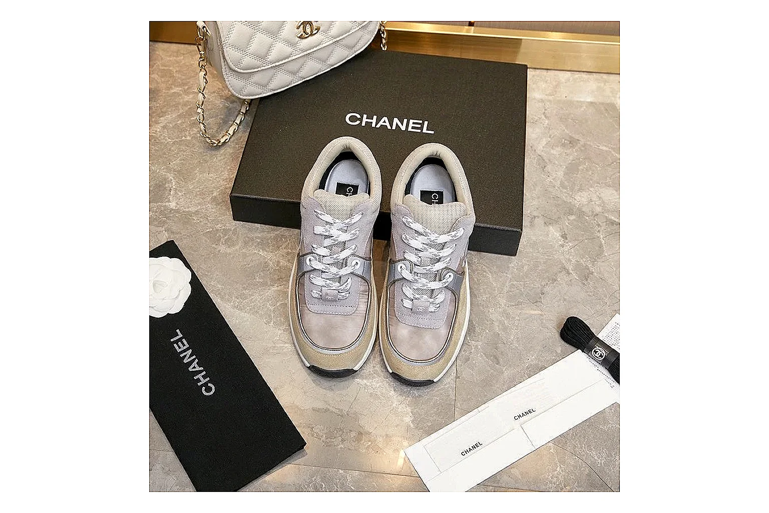 Kako Scout comparison images for Chanel Gray Pink Runner Sneaker thumbnail 3