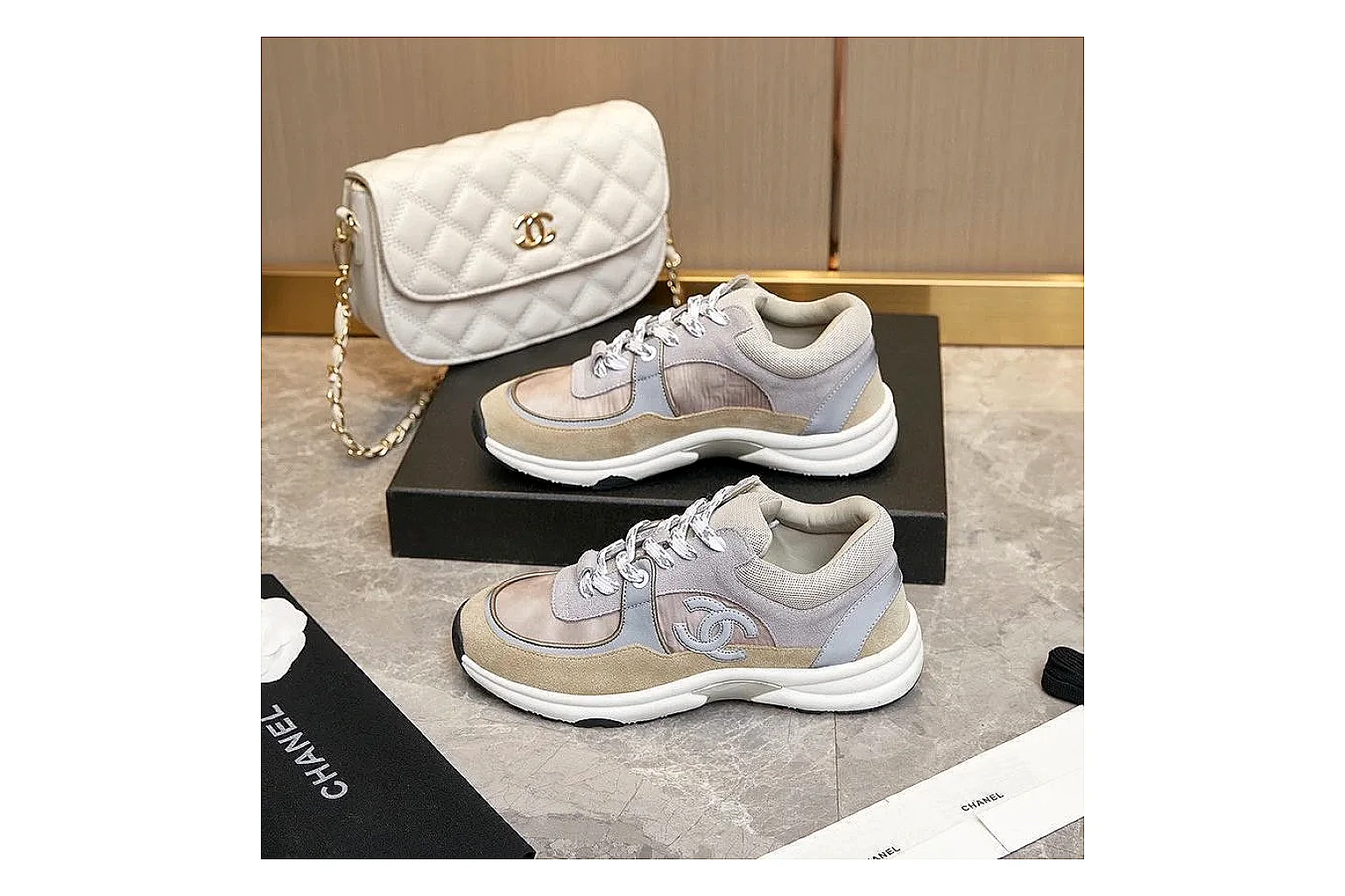 Kako Scout comparison images for Chanel Gray Pink Runner Sneaker thumbnail 5