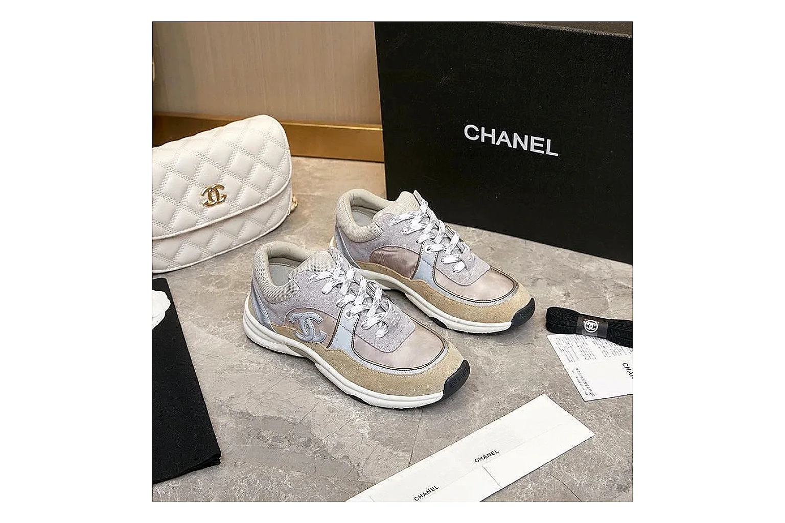 Kako Scout comparison images for Chanel Gray Pink Runner Sneaker thumbnail 6