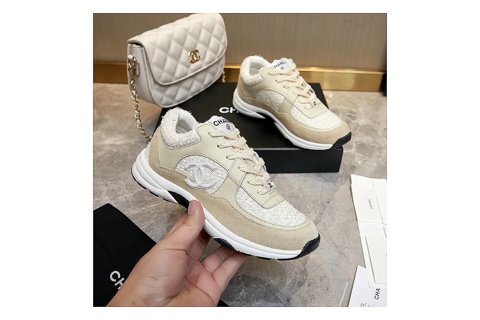Kako Scout comparison images for Chanel Gray Pink Runner Sneaker thumbnail 3