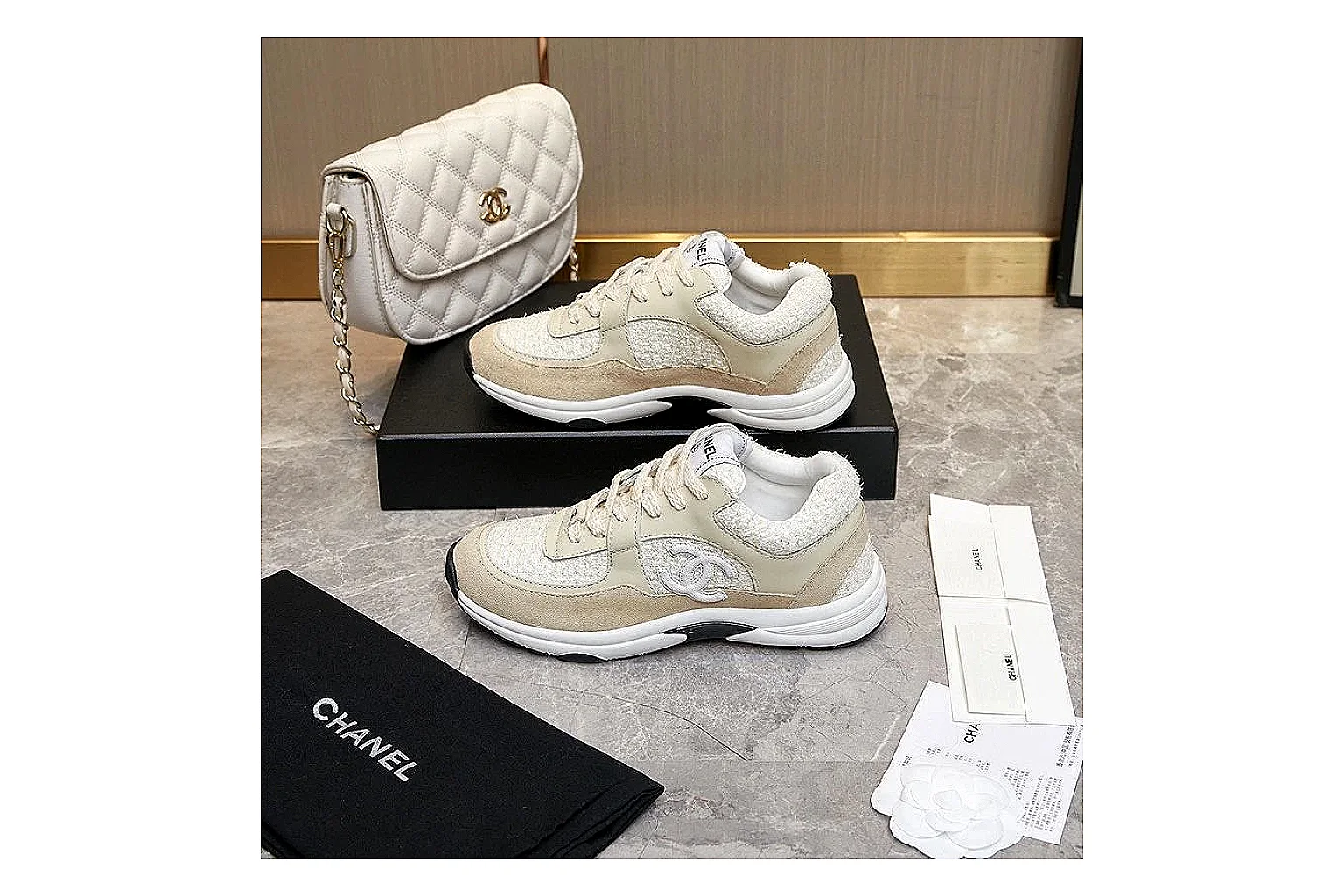 Kako Scout comparison images for Chanel Gray Pink Runner Sneaker thumbnail 4