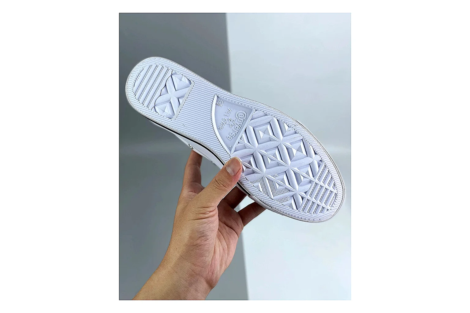 Converse All Star Lift White Platform Low Top comparison photo showing white smooth low-top upper, silver eyelets, black foxing stripes, and elevated platform rubber sole thumbnail 4
