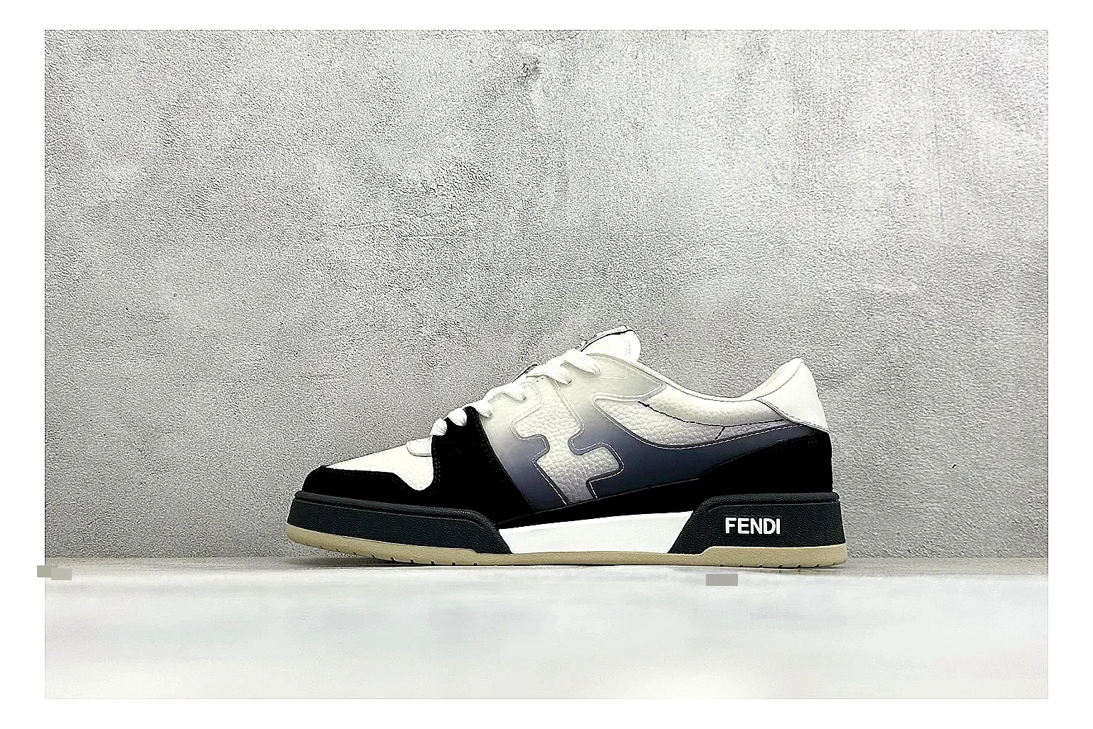 Fendi Match Black White comparison photo showing black and white low-top upper, chunky sole, clean panel blocking, and casual designer profile
