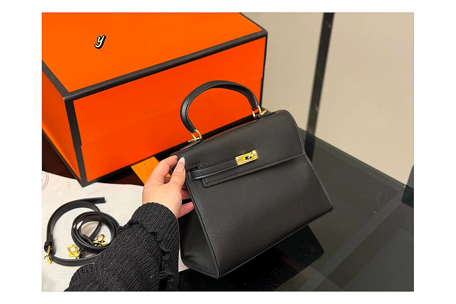 Hermes Kelly Black Mini Bag comparison proof image SKU 1194080849