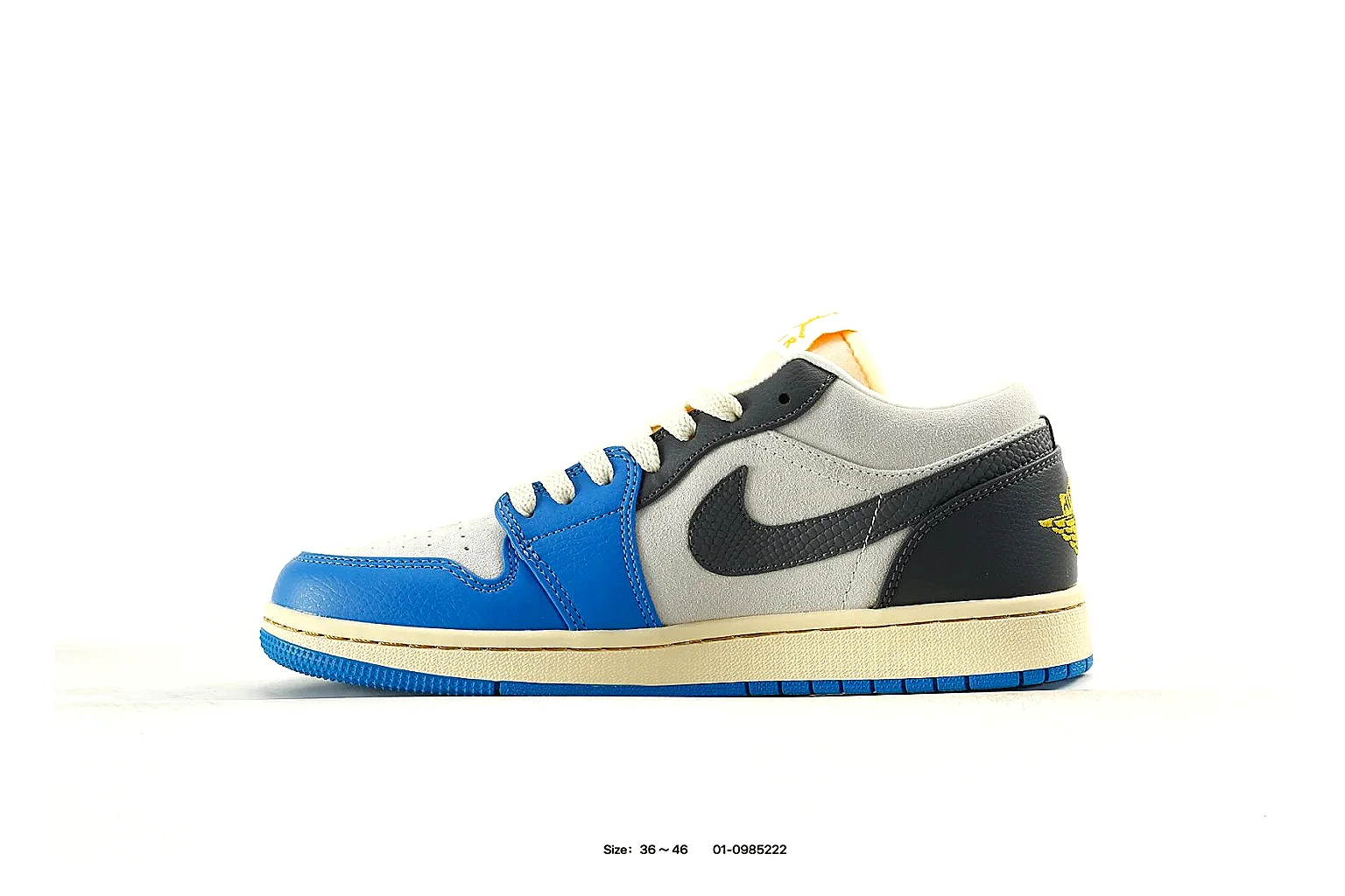 Jordan 1 Low Blue Gold Sneaker 6788 comparison gallery with QC evidence