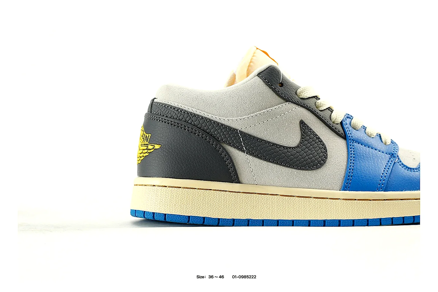 Jordan 1 Low Blue Gold Sneaker 6788 comparison gallery with QC evidence thumbnail 6