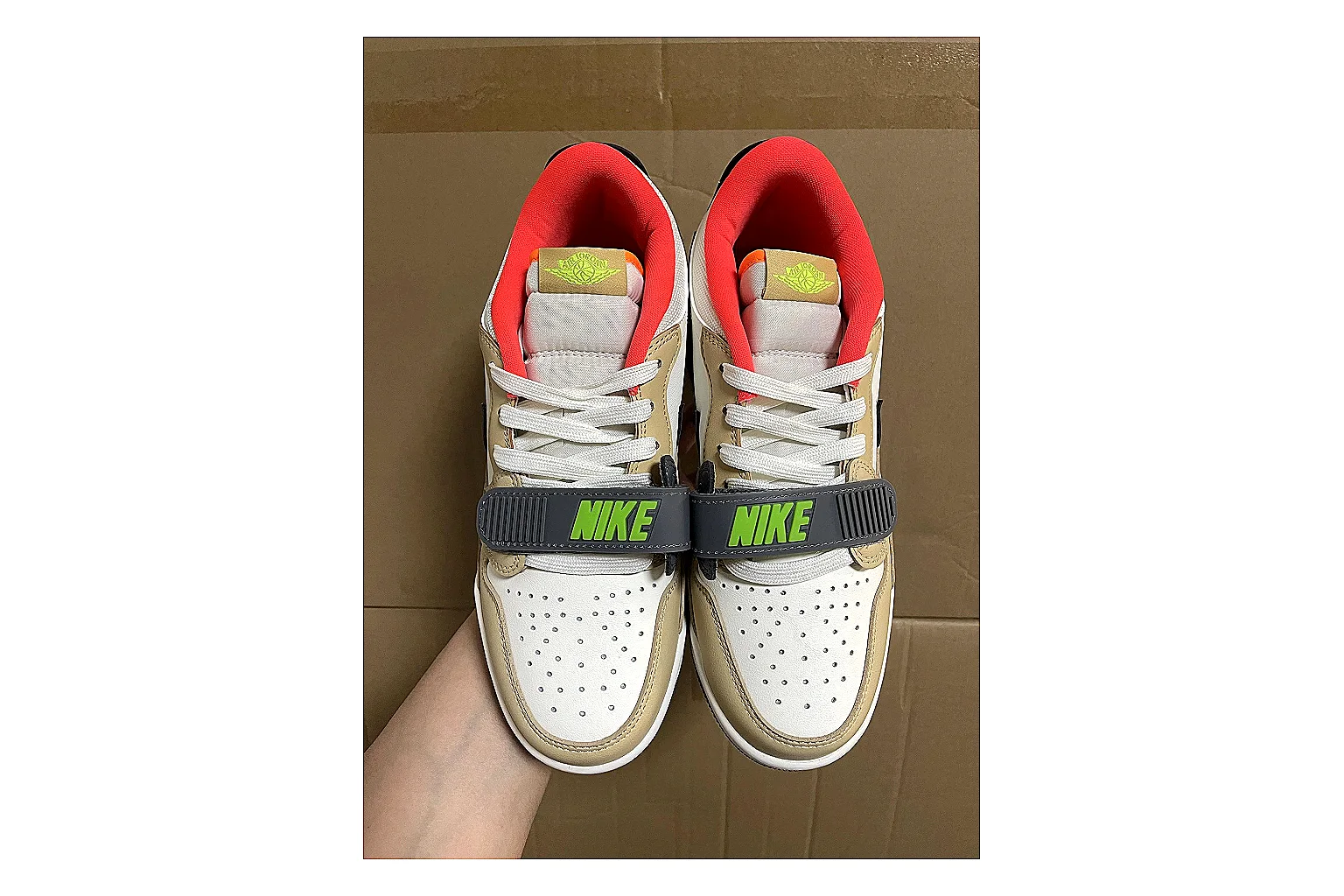 Jordan Air Jordan White Green Red comparison photo showing white leather court upper, green and red accents, low basketball-retro shape, and classic sole thumbnail 6