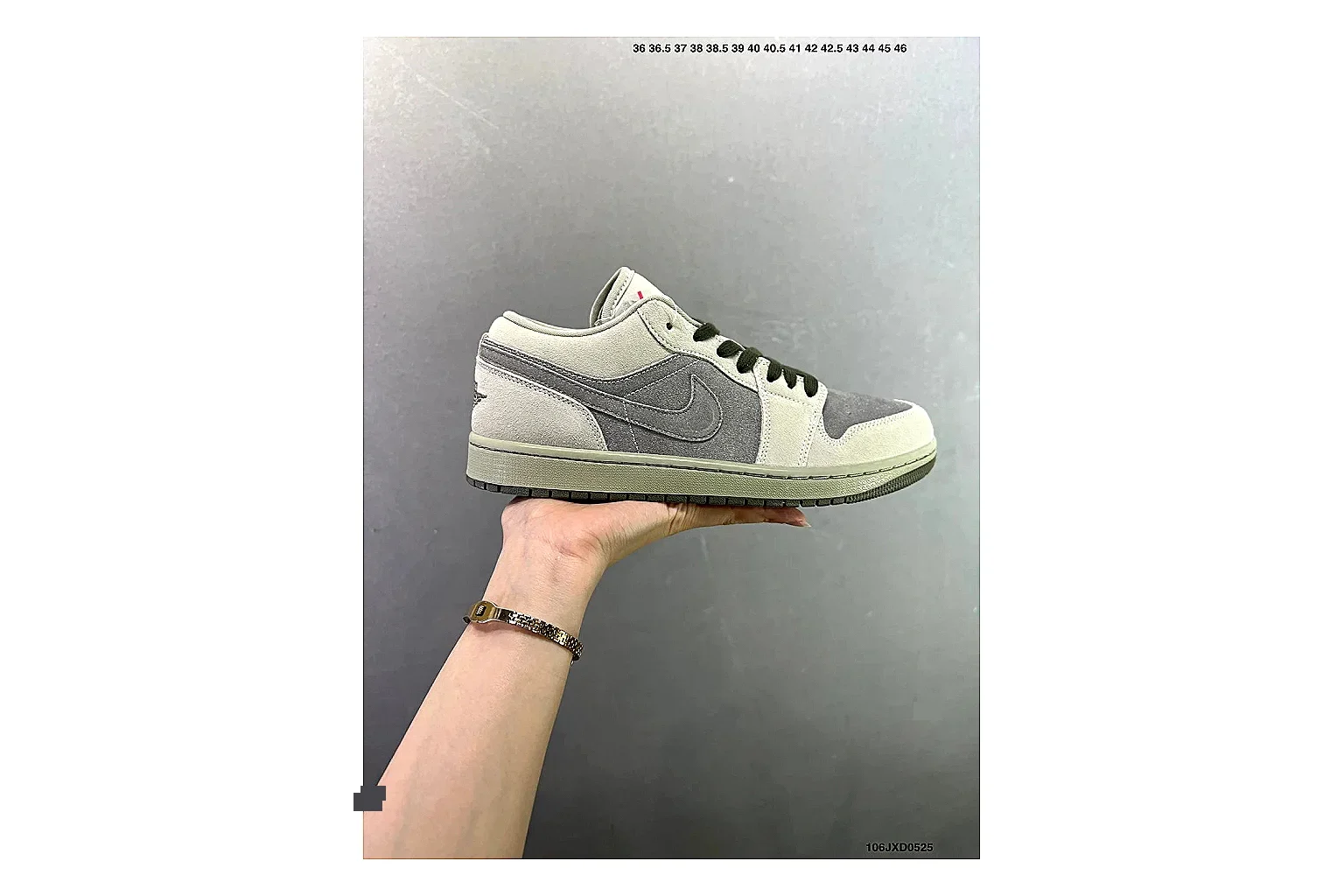 Jordan Air Jordan 1 Low Neutral Grey comparison signal image with white leather upper, grey Swoosh, low-cut profile and light outsole for clean streetwear style