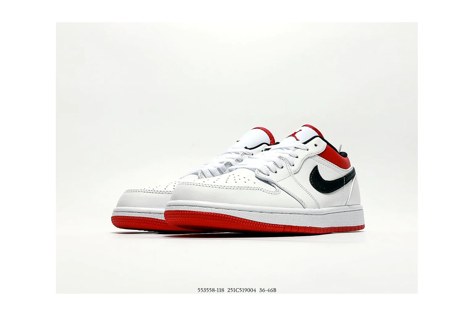 Jordan Air Jordan 1 Low White Red retro basketball low six photo view thumbnail 3