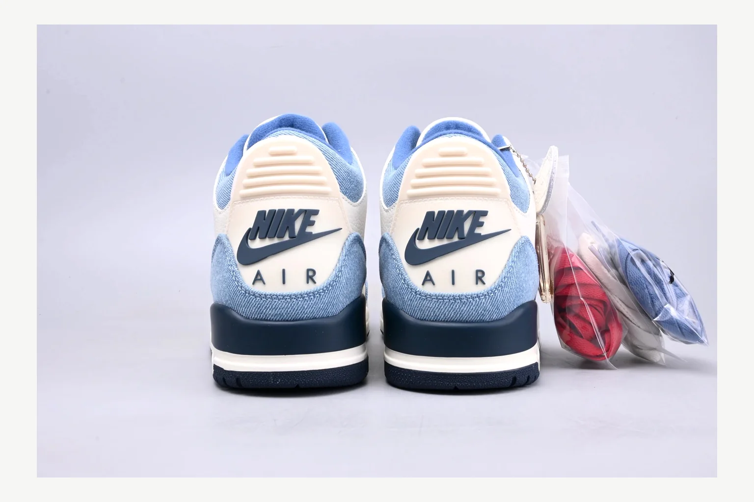 Jordan Air Jordan 3 Blue Sneaker comparison signal photo with white blue low-top sneaker with mixed-material upper and low-profile shape thumbnail 3
