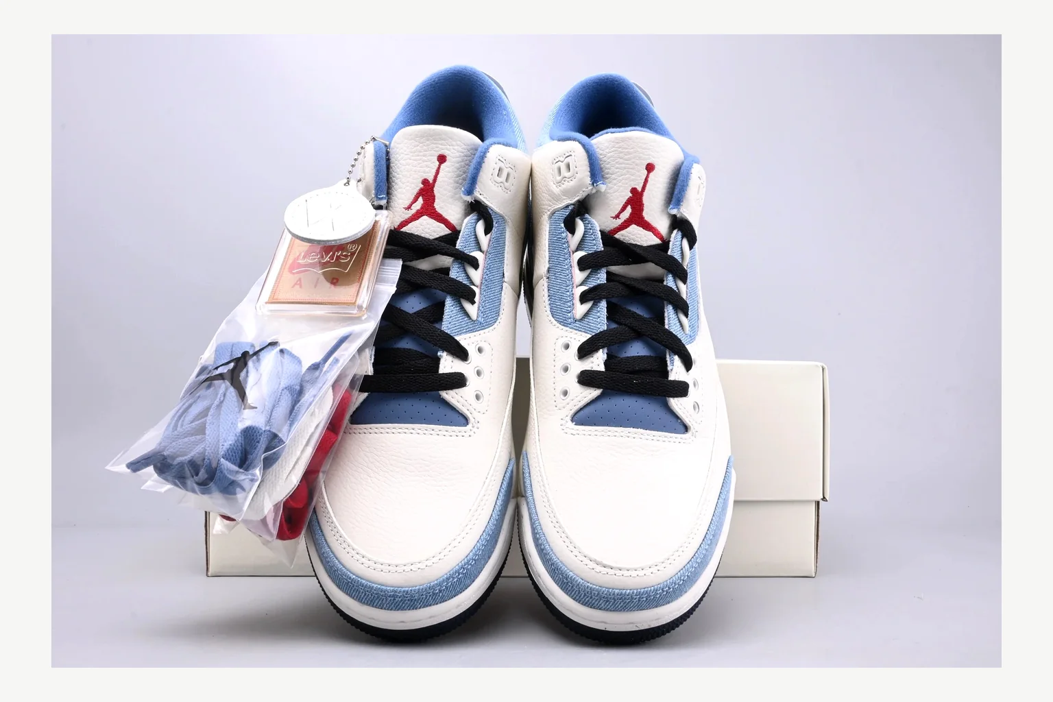 Jordan Air Jordan 3 Blue Sneaker comparison signal photo with white blue low-top sneaker with mixed-material upper and low-profile shape thumbnail 4