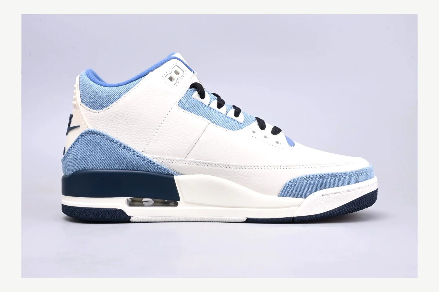 Jordan Air Jordan 3 Blue Sneaker comparison signal photo with white blue low-top sneaker with mixed-material upper and low-profile shape thumbnail 6