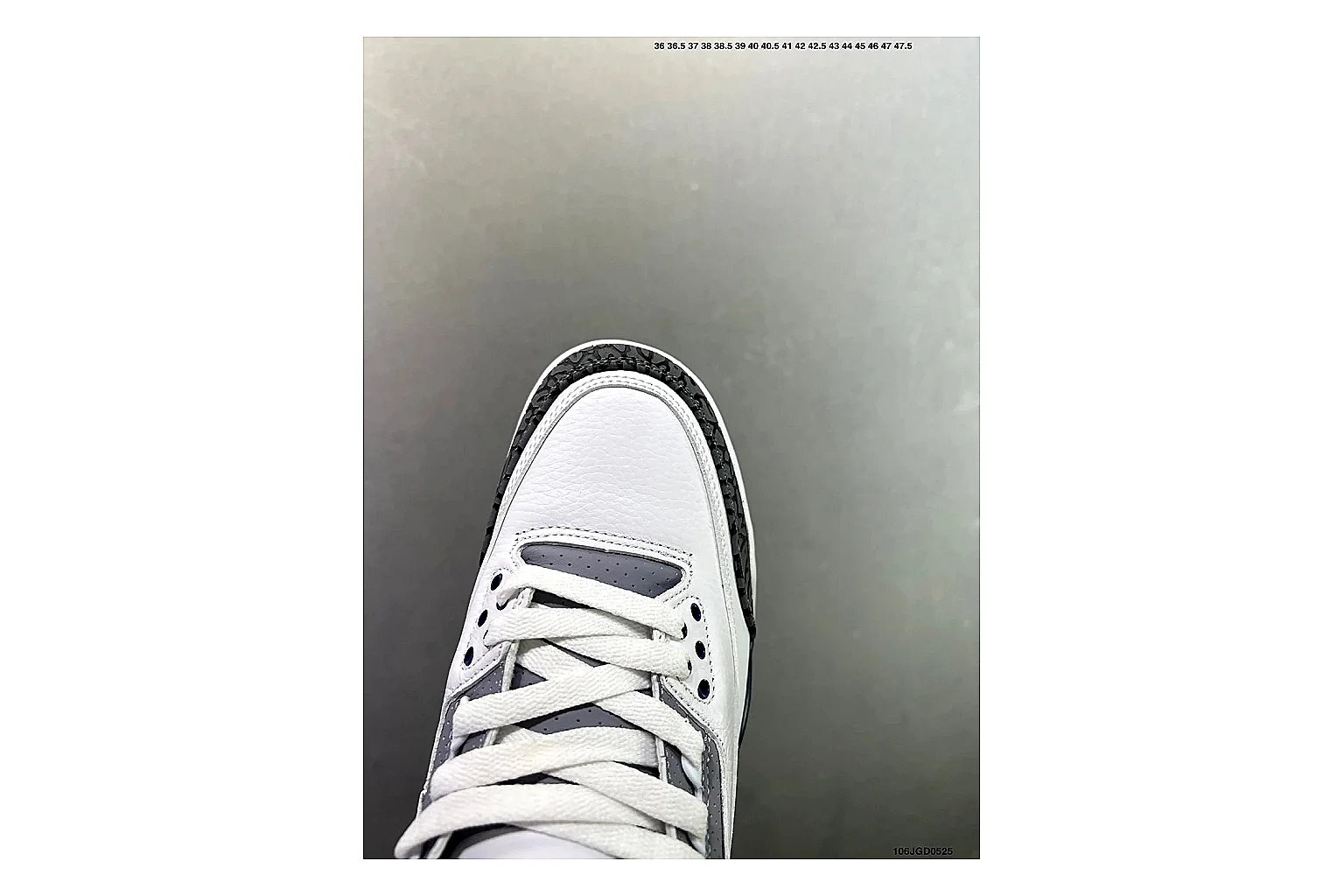 Jordan Air Jordan 3 Midnight Navy comparison signal image with white leather upper, navy accents, elephant print panels and visible Air sole for retro sport style thumbnail 4