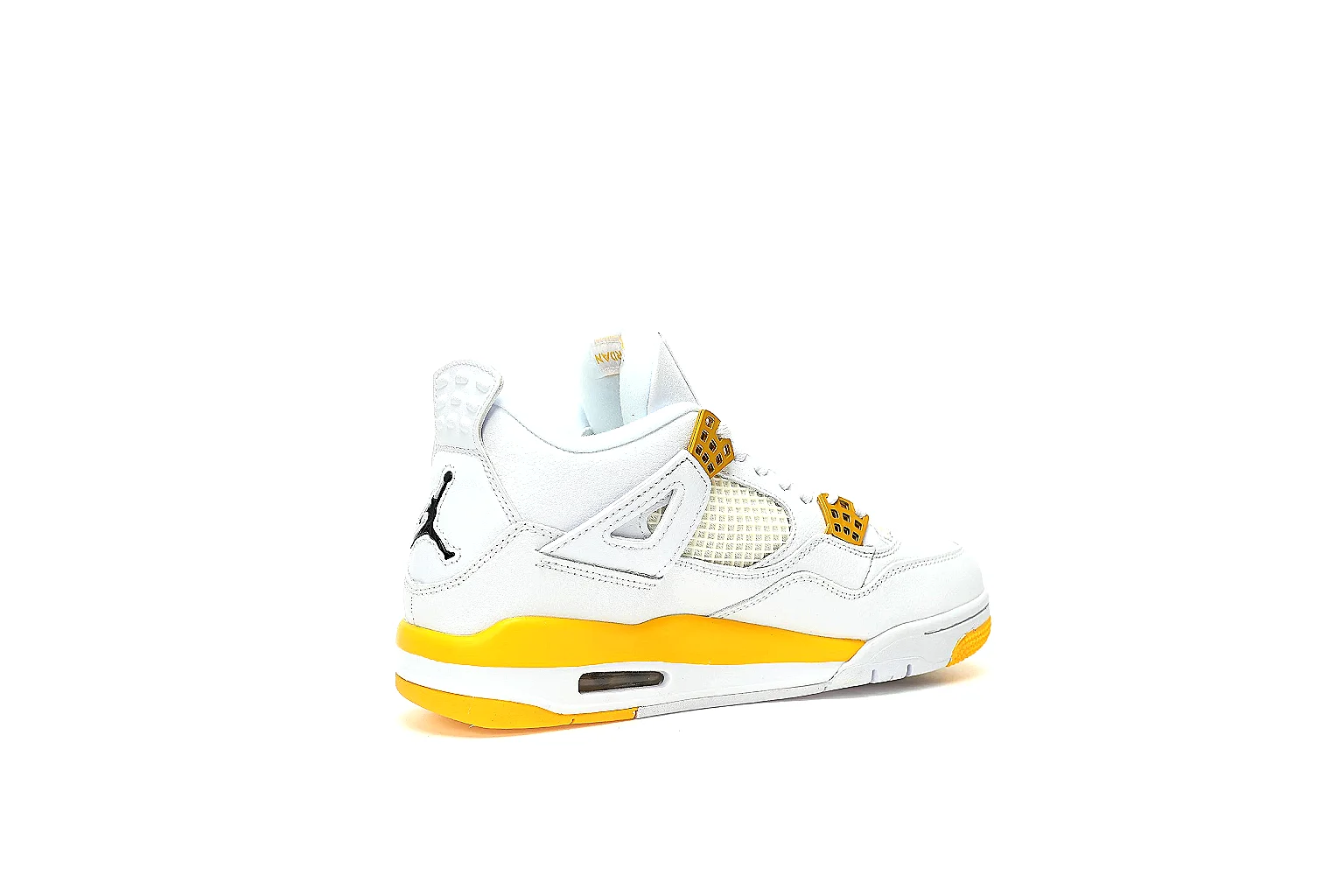 Jordan AJ4 white yellow CNY 420 listing with side outsole and pair QC views