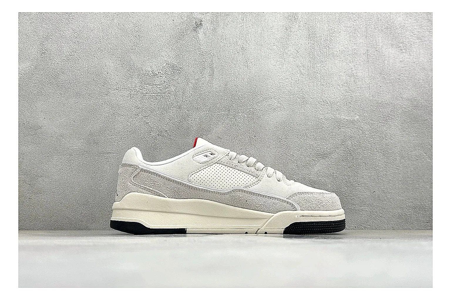 Jordan Flight White comparison photo showing white low court upper, cream sole, simple Jordan styling, and soft retro basketball profile thumbnail 6