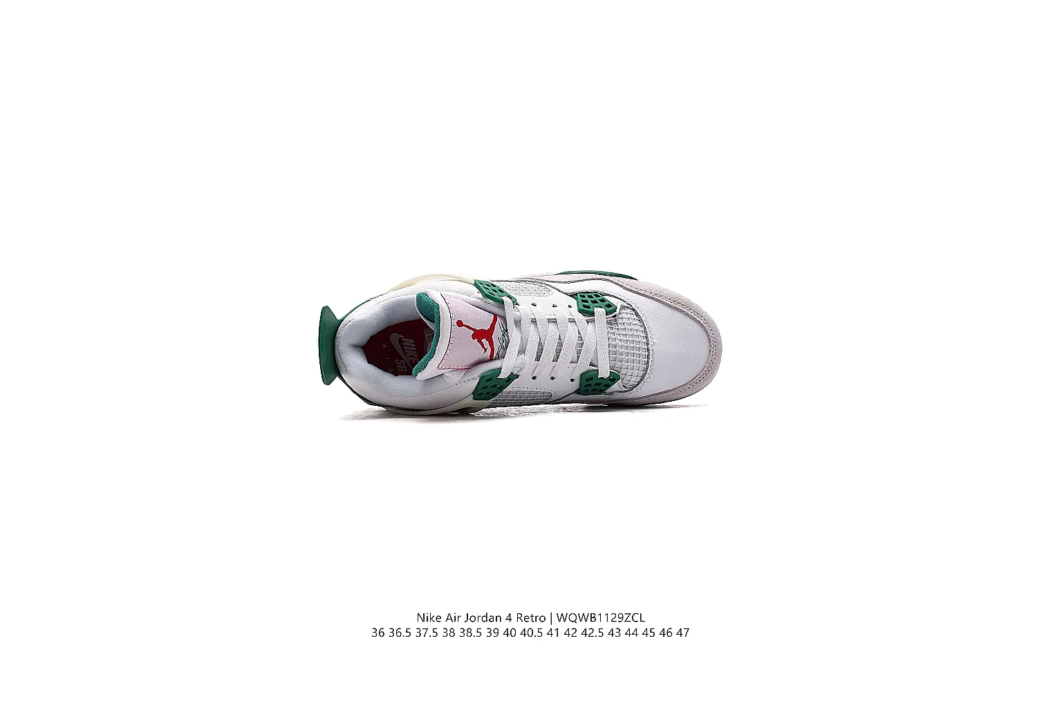 kakoscout.com Air Jordan White Green Jordan 4 0335 White Green mid-top product image thumbnail 3