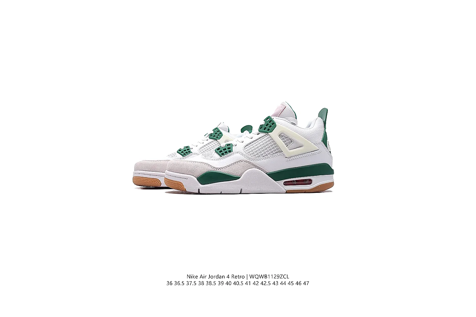 kakoscout.com Air Jordan White Green Jordan 4 0335 White Green mid-top product image thumbnail 6