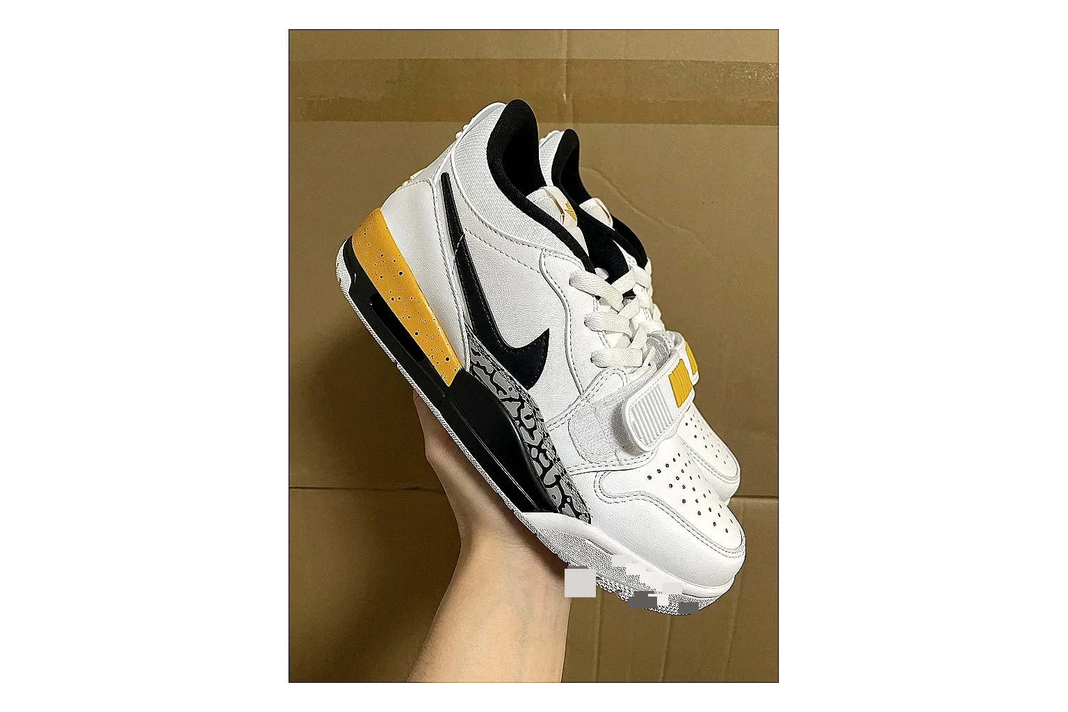 Jordan Retro Court White Yellow comparison photo showing white leather low-top upper, yellow accents, basketball-retro shape, and clean court sole