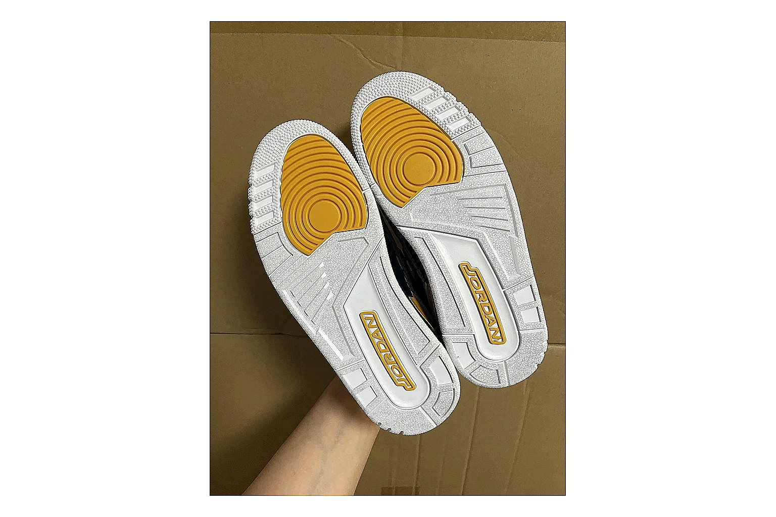 Jordan Retro Court White Yellow comparison photo showing white leather low-top upper, yellow accents, basketball-retro shape, and clean court sole thumbnail 5