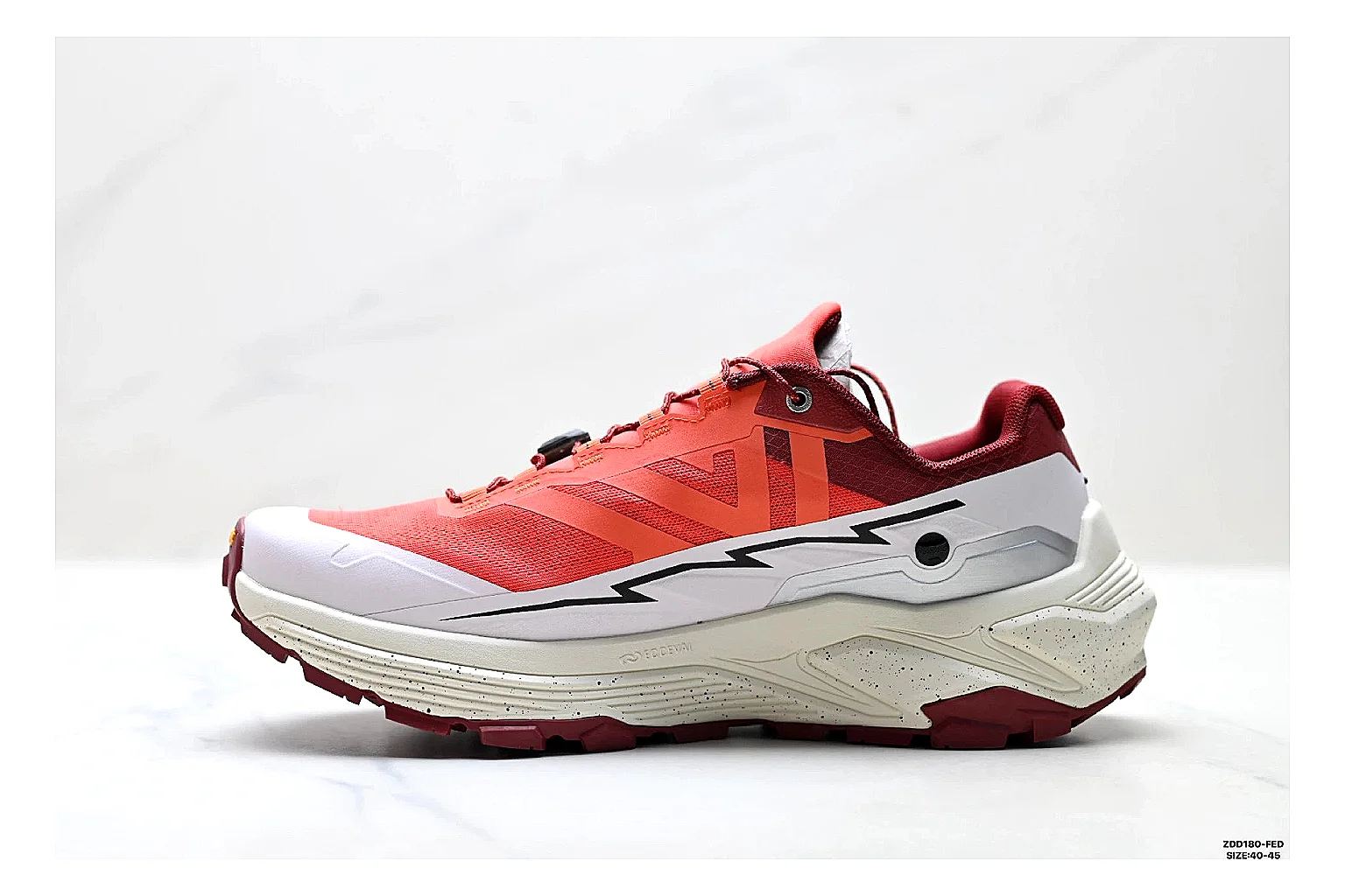 Kailas Fuga Coral White Sneakers comparison signal photo with coral white outdoor running shoes with mesh texture, side-profile shape, upper panel lines, and outsole detail thumbnail 6