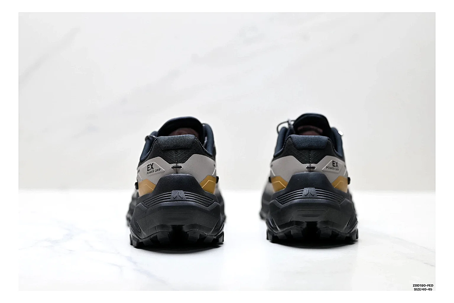 Kailas Fuga Gray Gold Sneakers comparison signal photo with gray gold outdoor running shoes with mesh texture, side-profile shape, upper panel lines, and outsole detail thumbnail 3