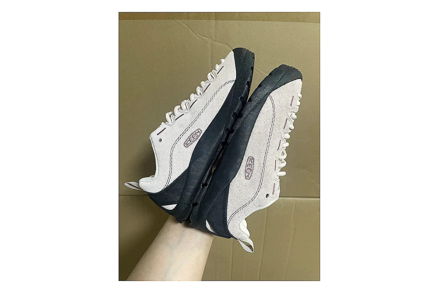 KEEN Jasper Runner White Purple comparison photo showing white mesh-suede runner upper, purple accents, outdoor-runner shape, and trail-casual sole thumbnail 3