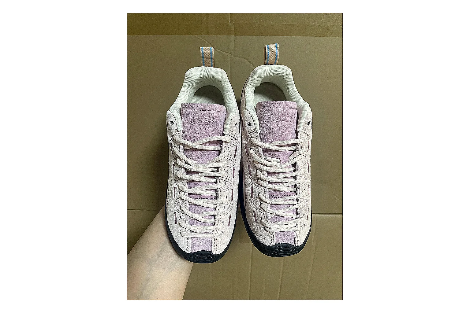 KEEN Jasper Runner White Purple comparison photo showing white mesh-suede runner upper, purple accents, outdoor-runner shape, and trail-casual sole thumbnail 6