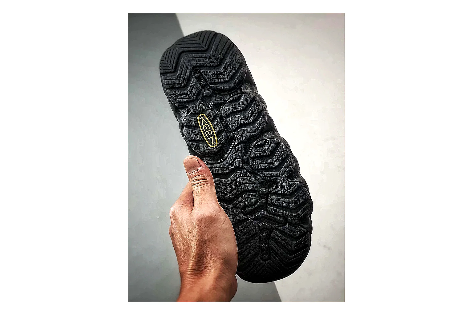 KEEN Jasper Sandal Black comparison photo showing black suede-mesh upper, outdoor sandal shape, protective toe area, and trail-casual sole thumbnail 5
