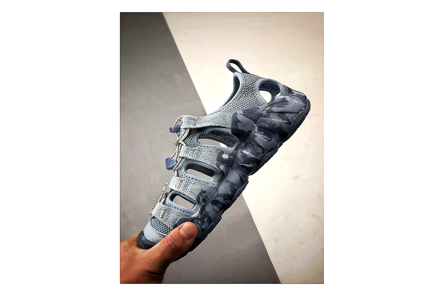 KEEN Jasper Sandal Blue Gray comparison photo showing blue gray suede-mesh upper, outdoor sandal silhouette, protective toe area, and trail-casual sole thumbnail 3
