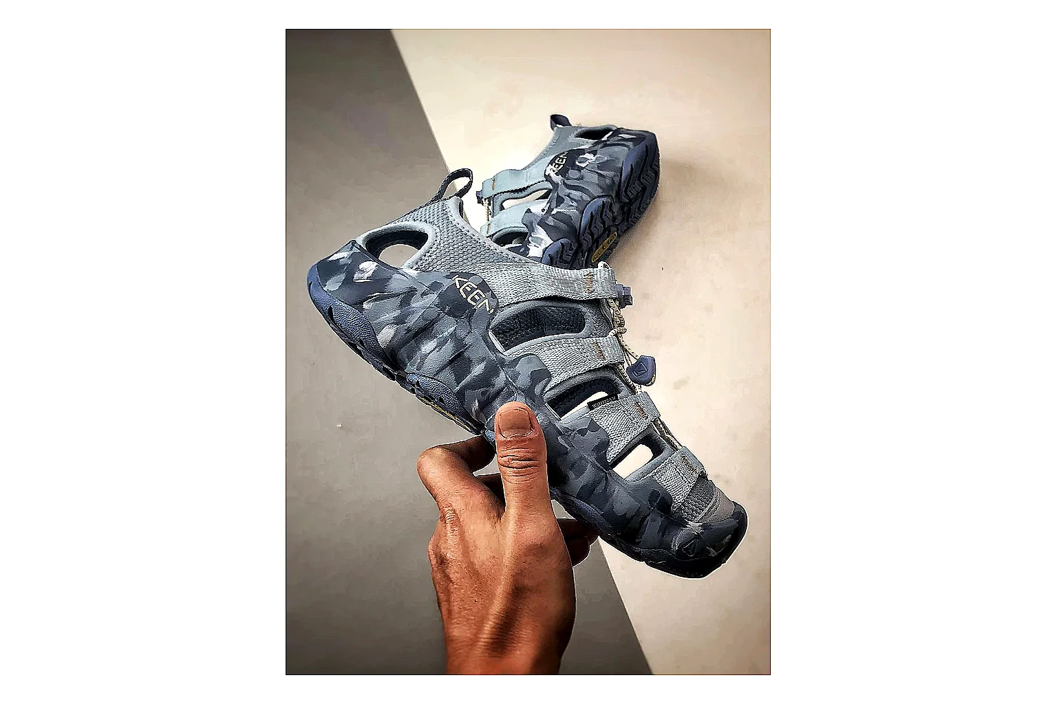 KEEN Jasper Sandal Blue Gray comparison photo showing blue gray suede-mesh upper, outdoor sandal silhouette, protective toe area, and trail-casual sole thumbnail 4
