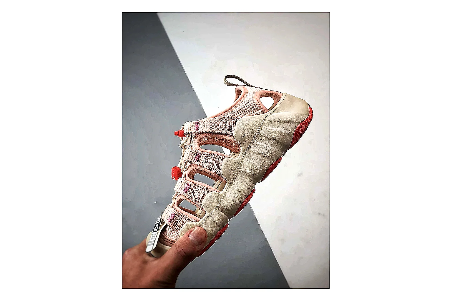 KEEN Jasper Sandal Cream Red comparison photo showing cream red suede-mesh upper, outdoor sandal openings, protective toe area, and rugged sole thumbnail 3