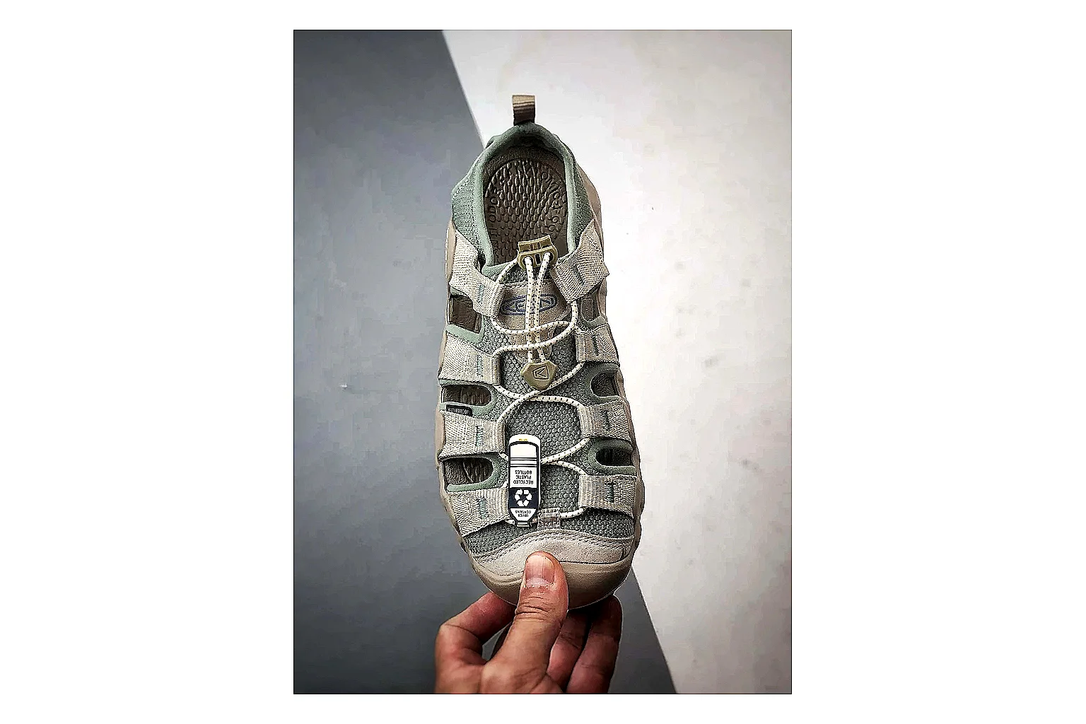 KEEN Jasper Sandal Gray Beige comparison photo showing gray beige suede-mesh upper, protective toe area, sandal-style openings, and trail-ready sole thumbnail 6