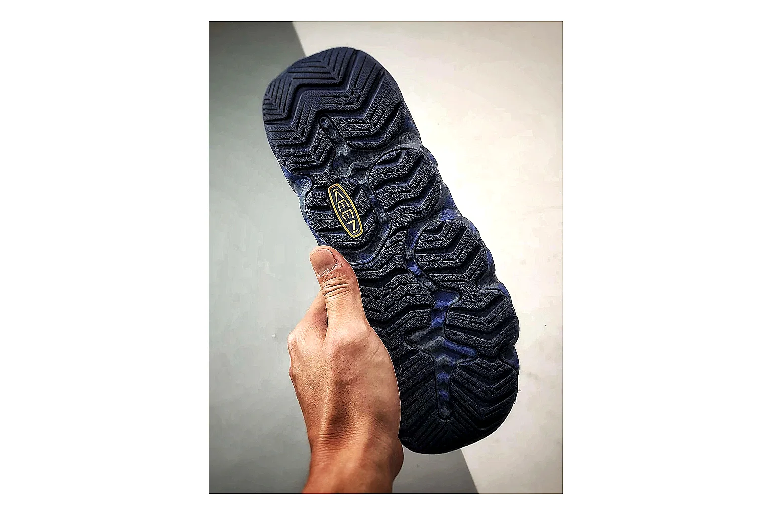 KEEN Jasper Sandal Navy Blue comparison photo showing navy blue suede-mesh upper, sandal openings, protective front shape, and outdoor casual outsole thumbnail 5