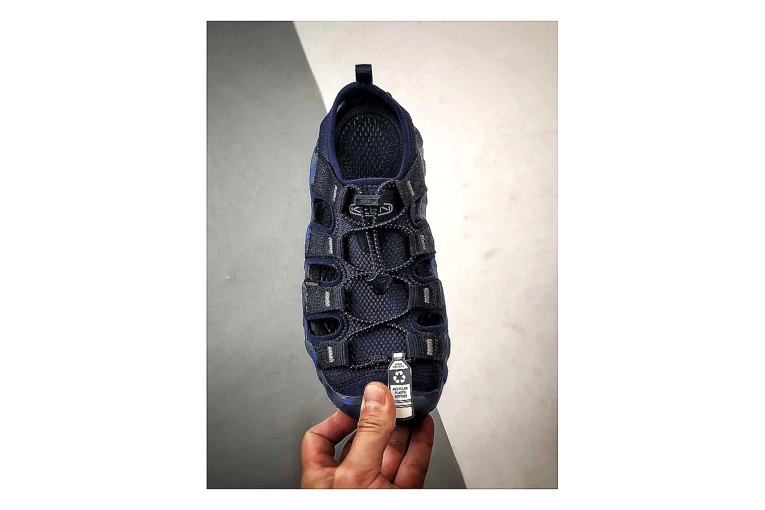KEEN Jasper Sandal Navy Blue comparison photo showing navy blue suede-mesh upper, sandal openings, protective front shape, and outdoor casual outsole thumbnail 6