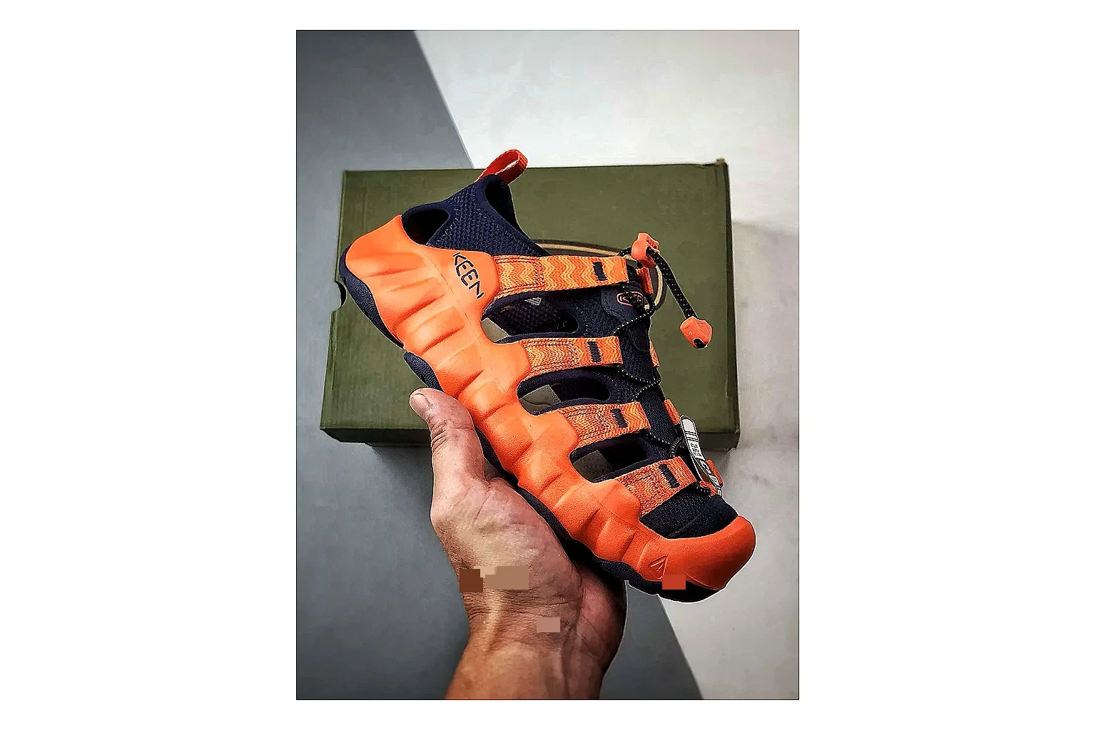 KEEN Jasper Sandal Orange Black comparison photo showing orange black suede-mesh upper, protective sandal structure, outdoor toe coverage, and rugged sole