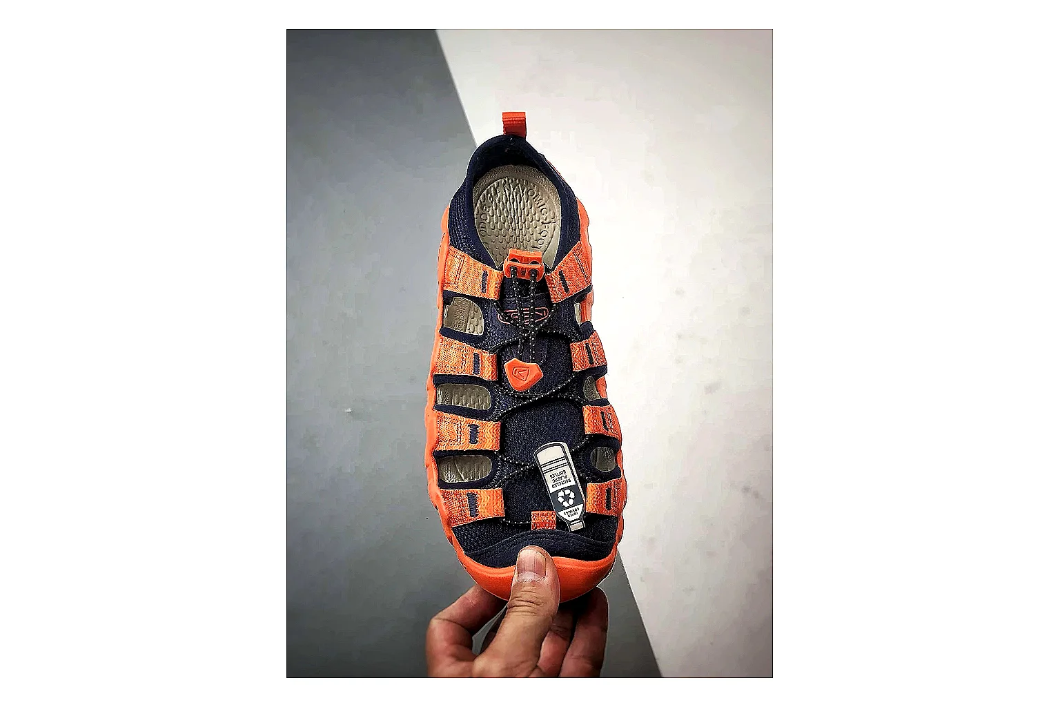 KEEN Jasper Sandal Orange Black comparison photo showing orange black suede-mesh upper, protective sandal structure, outdoor toe coverage, and rugged sole thumbnail 6