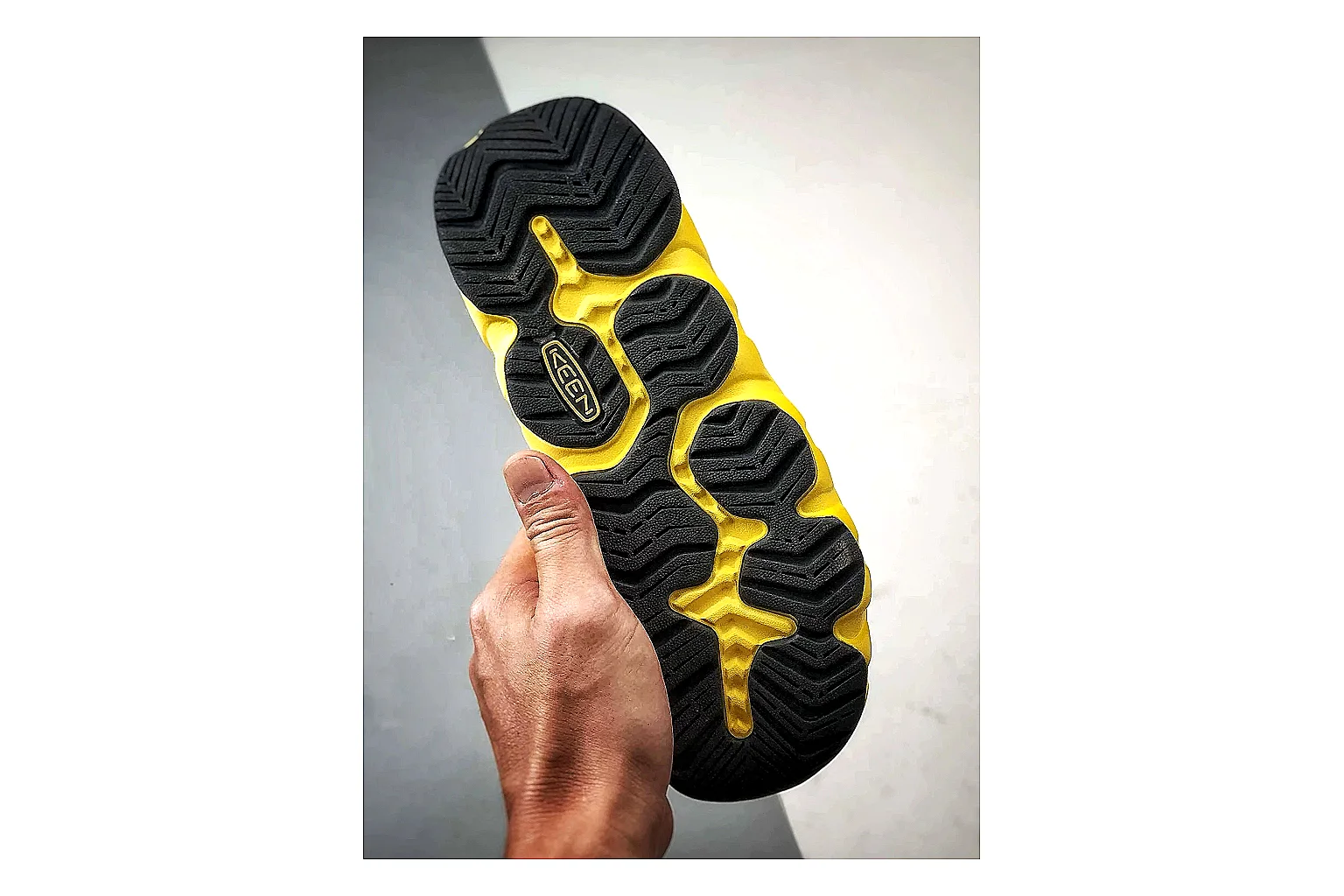 KEEN Jasper Sandal Yellow Black comparison photo showing yellow black suede-mesh upper, protective sandal structure, outdoor toe coverage, and rugged sole thumbnail 5