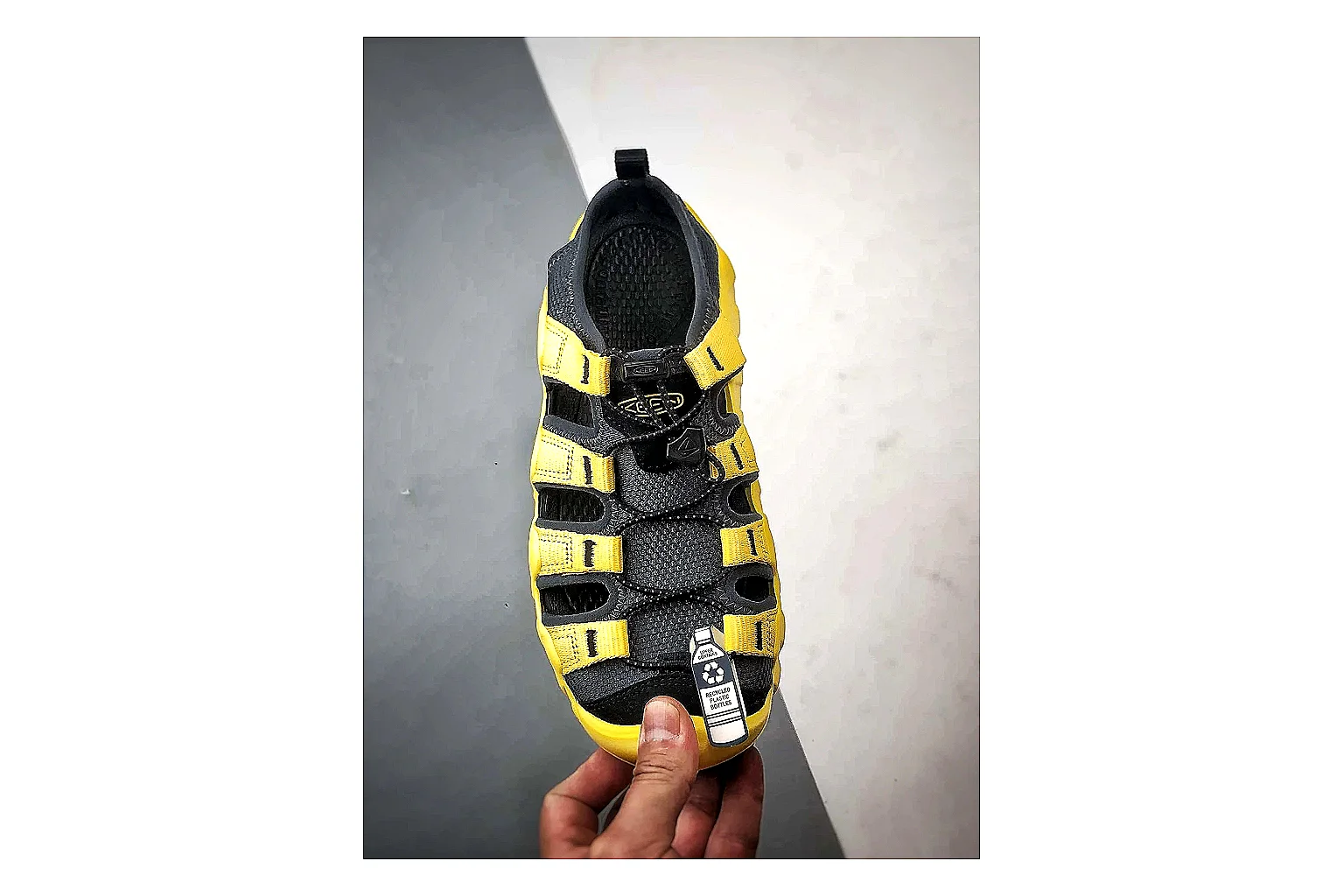 KEEN Jasper Sandal Yellow Black comparison photo showing yellow black suede-mesh upper, protective sandal structure, outdoor toe coverage, and rugged sole thumbnail 6