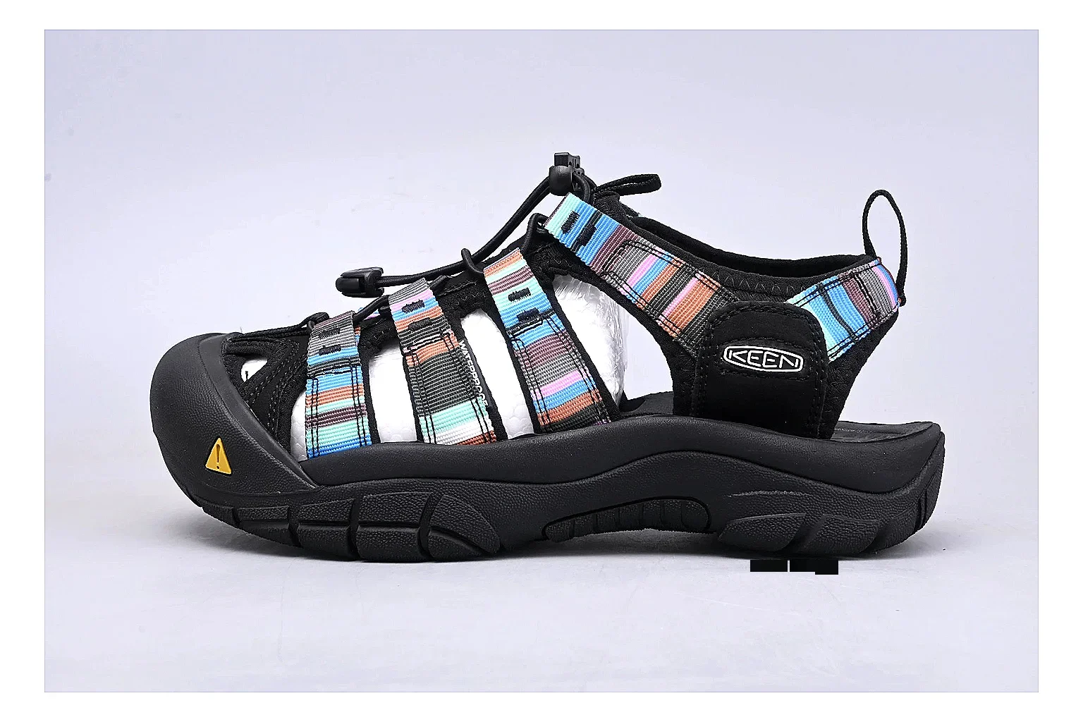 KEEN Zerraport Black Iridescent comparison signal photo with black iridescent zerraport outdoor sandal with mixed upper and sandal shape