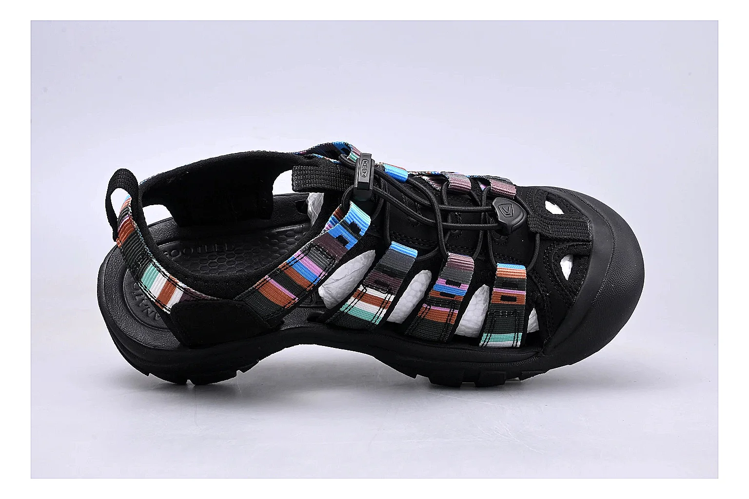 KEEN Zerraport Black Iridescent comparison signal photo with black iridescent zerraport outdoor sandal with mixed upper and sandal shape