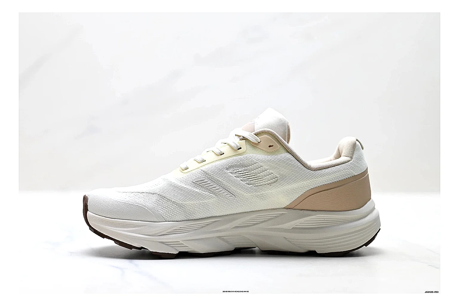 KOLON SPORT Krus V White Tan Sneakers comparison signal photo with white tan outdoor sneakers with mesh-leather texture, side-profile shape, upper panel lines, and outsole detail thumbnail 6