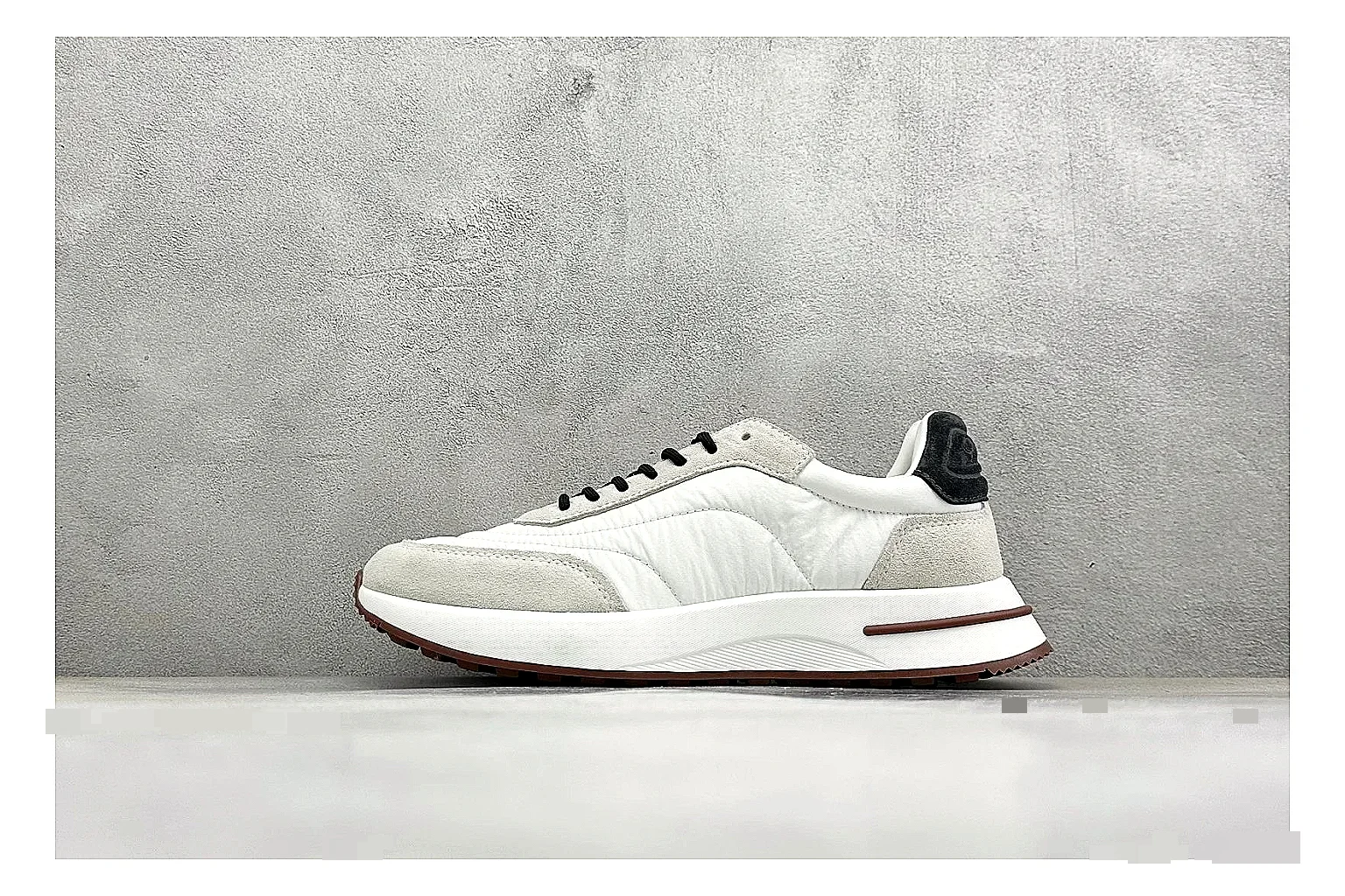 Loro Piana Week-End White comparison image with white leather upper, gum outsole, low clean profile, and restrained casual detailing