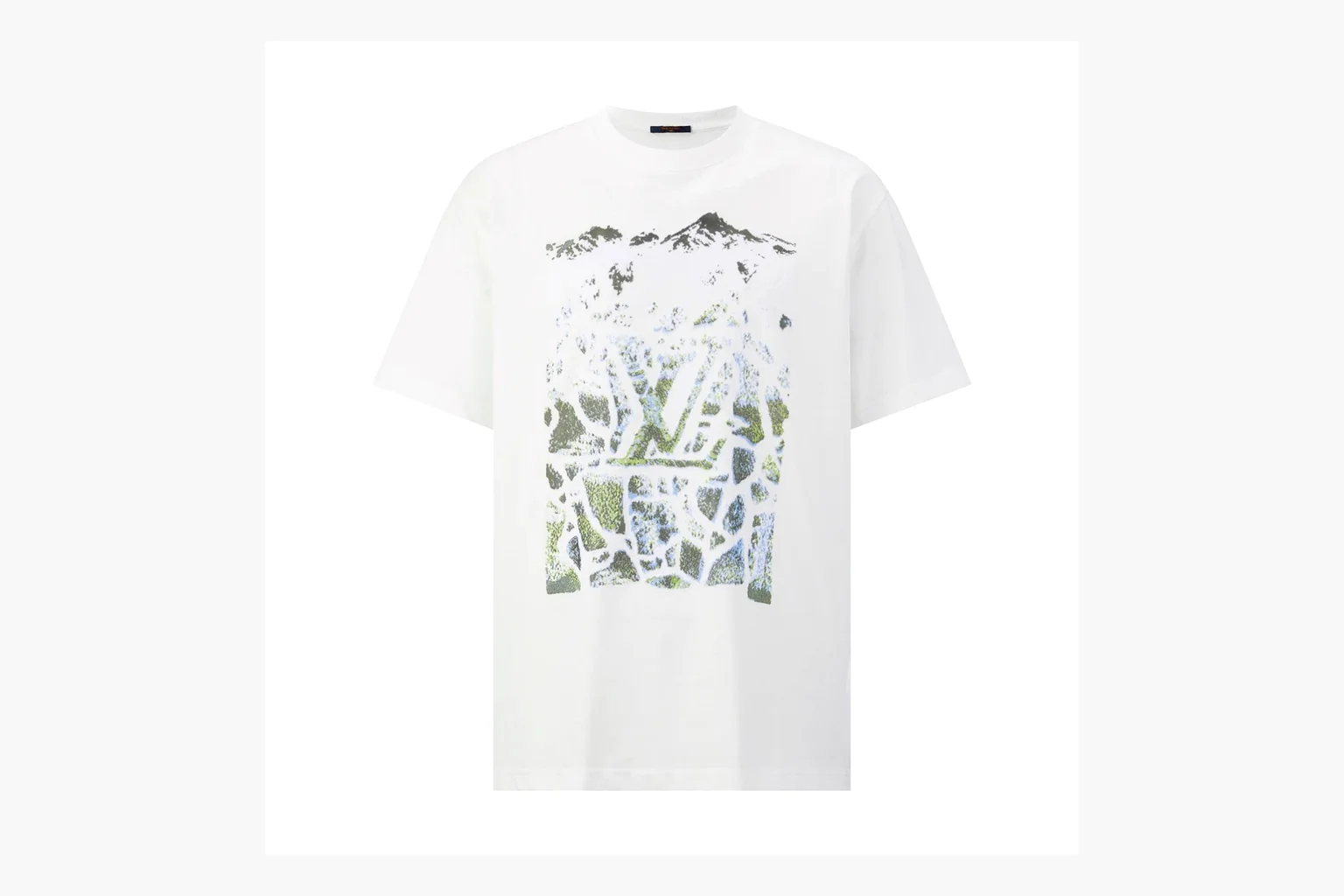 White LV ski mountain graphic tee comparison photo