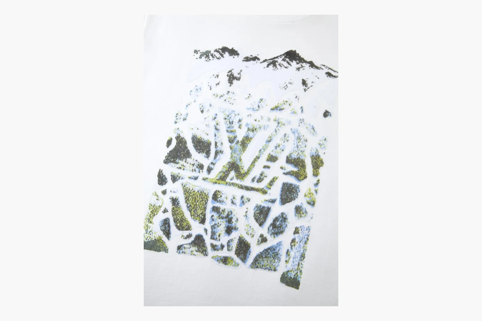 White LV ski mountain graphic tee comparison photo thumbnail 2